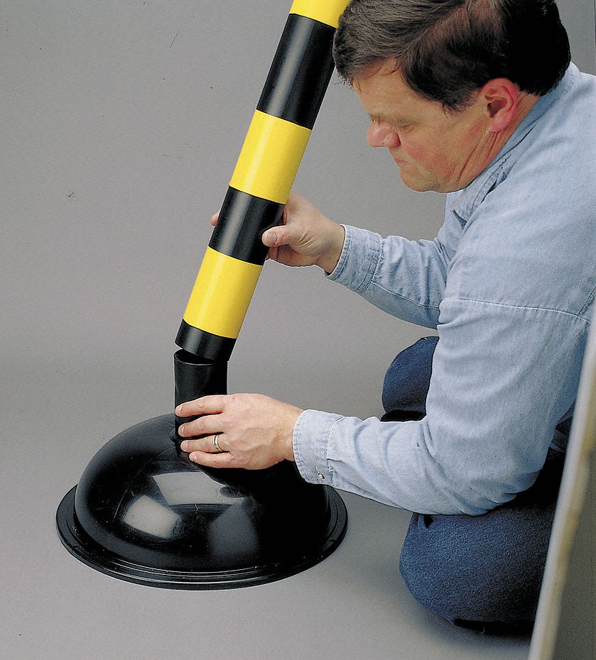 Post, Warning, 41 In H, Black/Yellow, PK 6