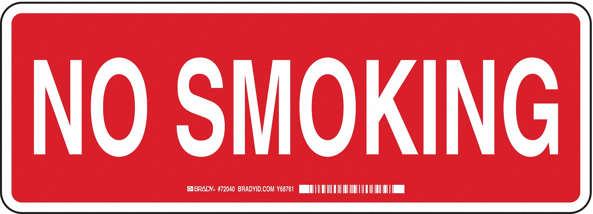 No Smoking Sign, 5 x 14In, WHT/R, ENG, Text
