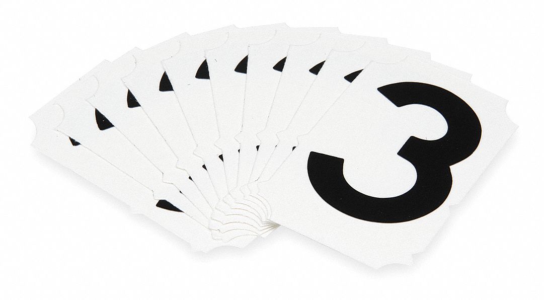 Number Kit, 3, 6-3/4 In. H, PK 10