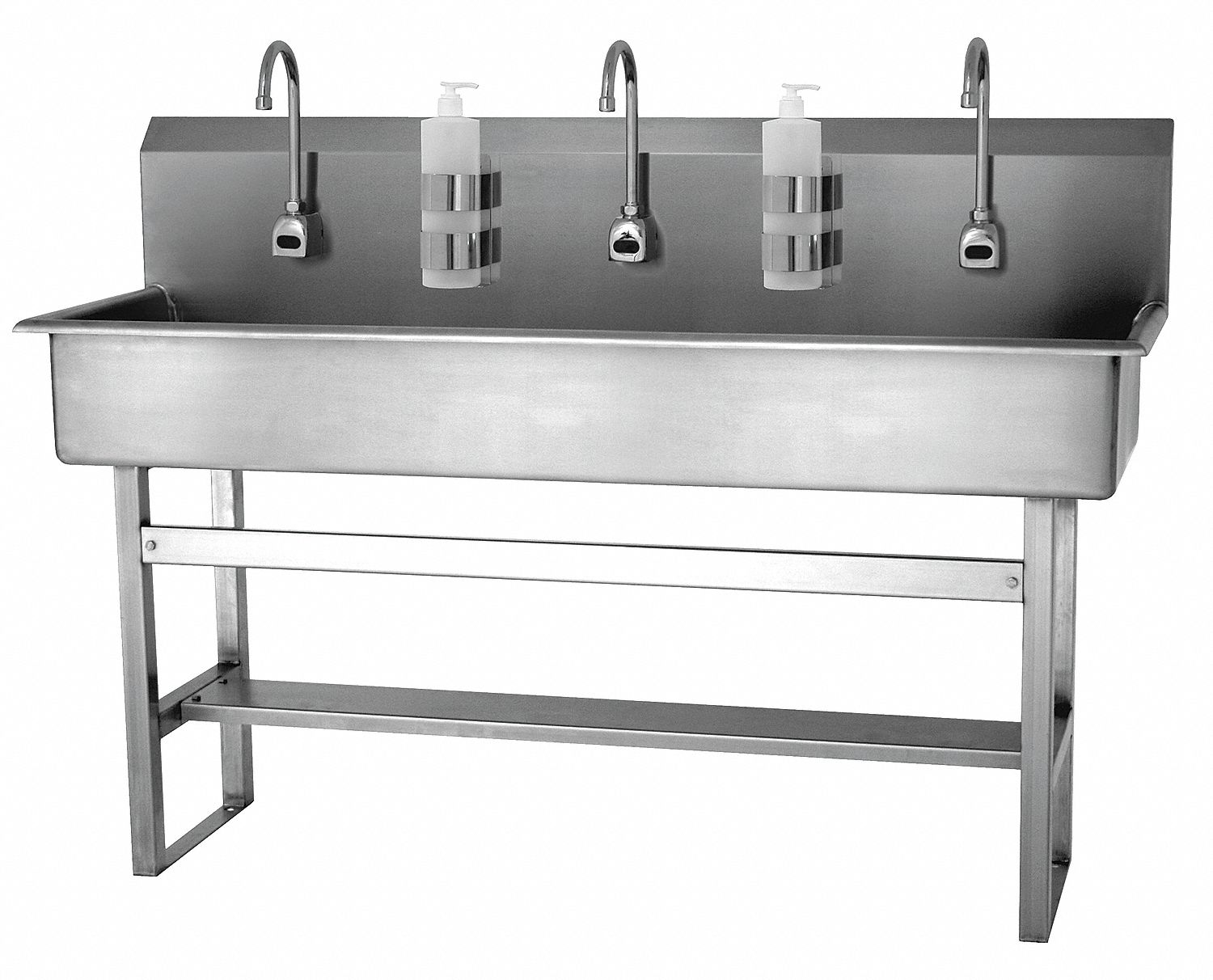 Hands Free Sink, 3 Station, Floor