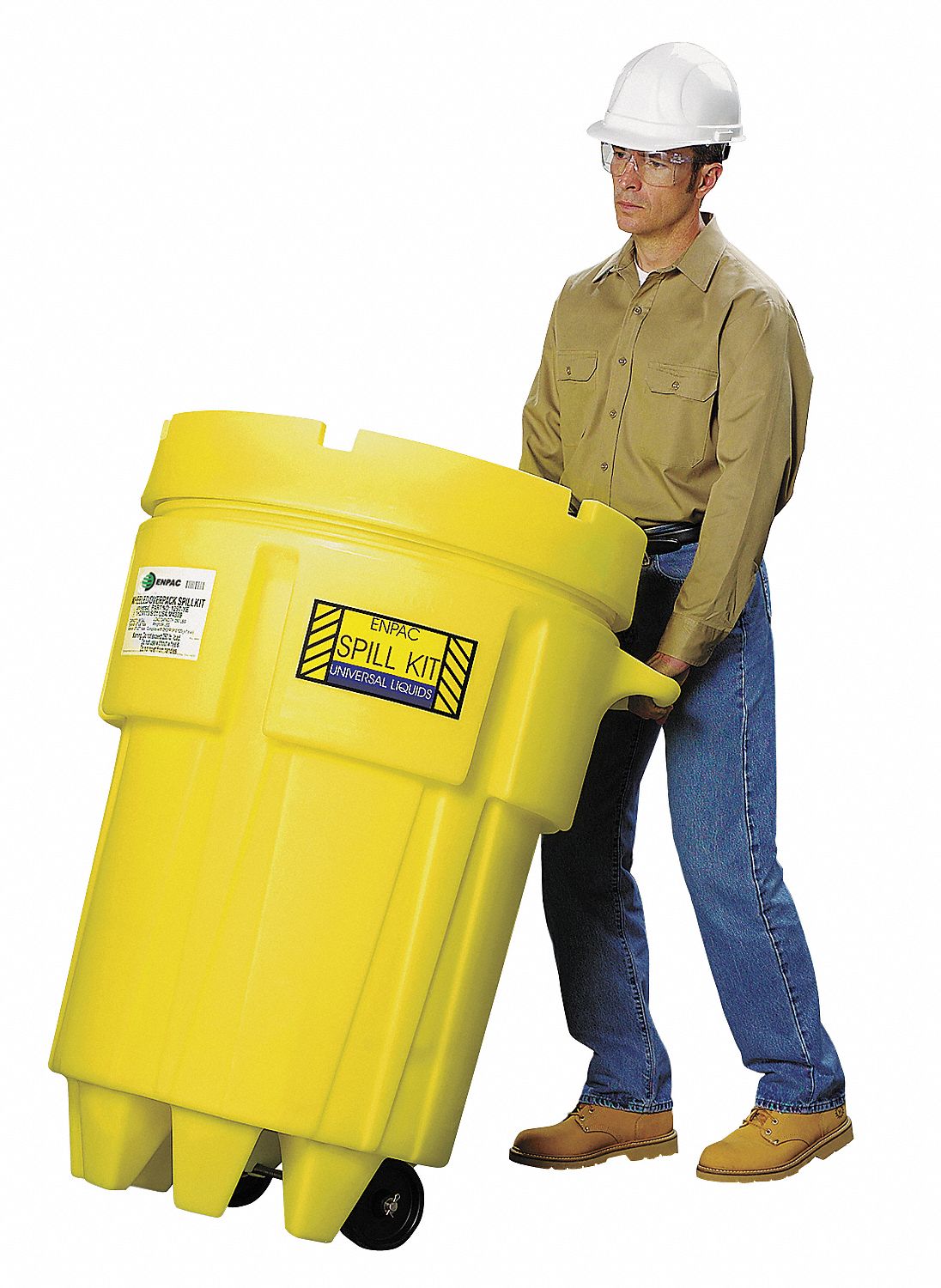 Spill Kit, Wheeled Can, 61 gal., Oil Only