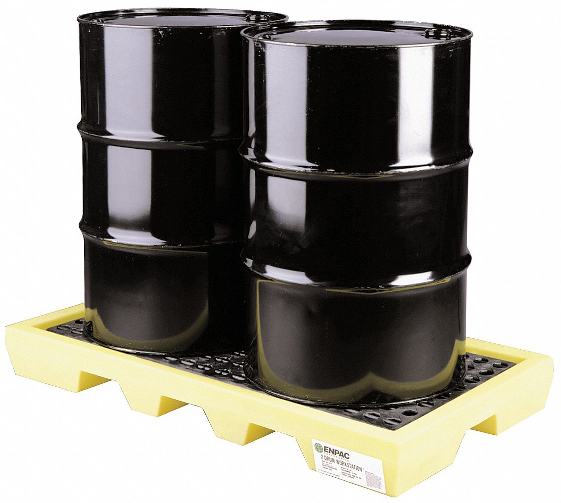Drum Spill Cntnmnt Pallet, 2 Drum, 2400 lb