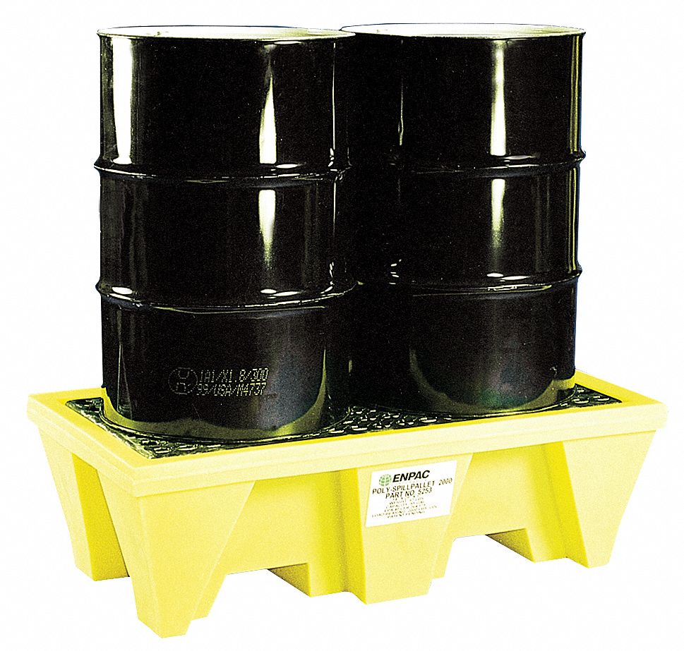 Drum Spill Cntnmnt Pallet, 2 Drum, 2k lb.