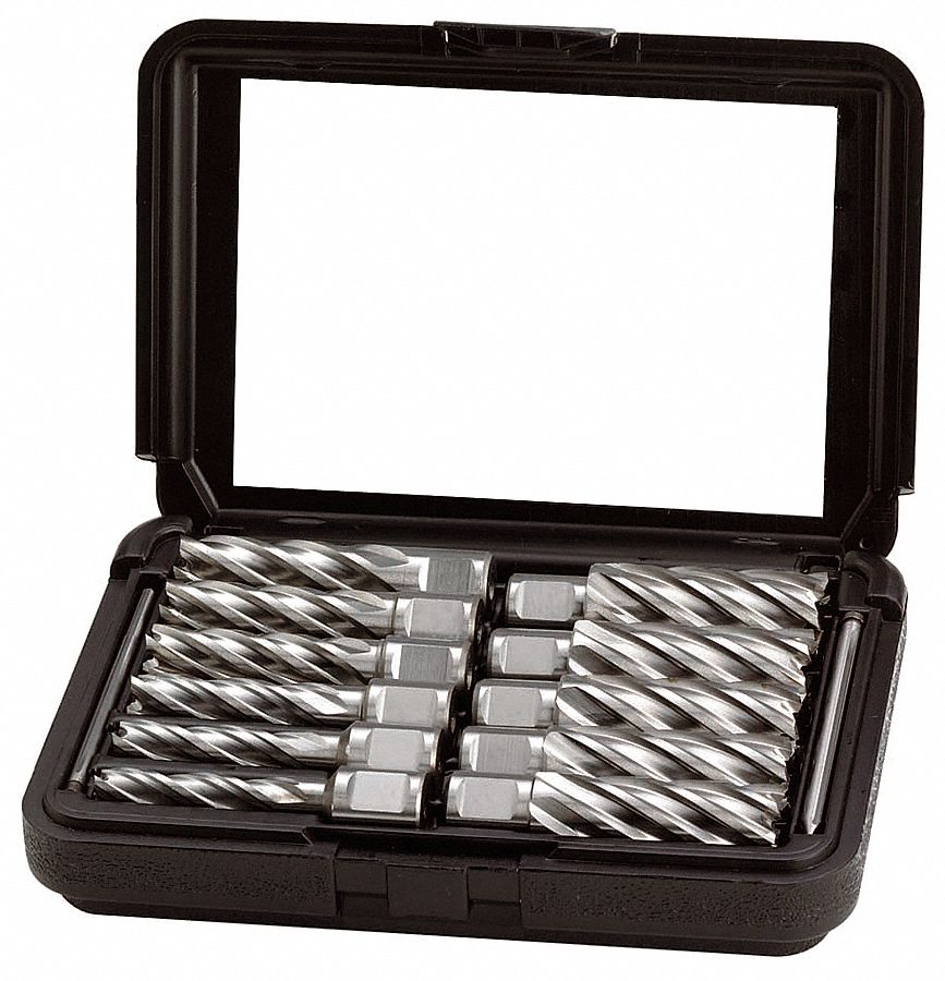 Annular Cutter Set, M2 HSS, 2 In D, 11 Pc