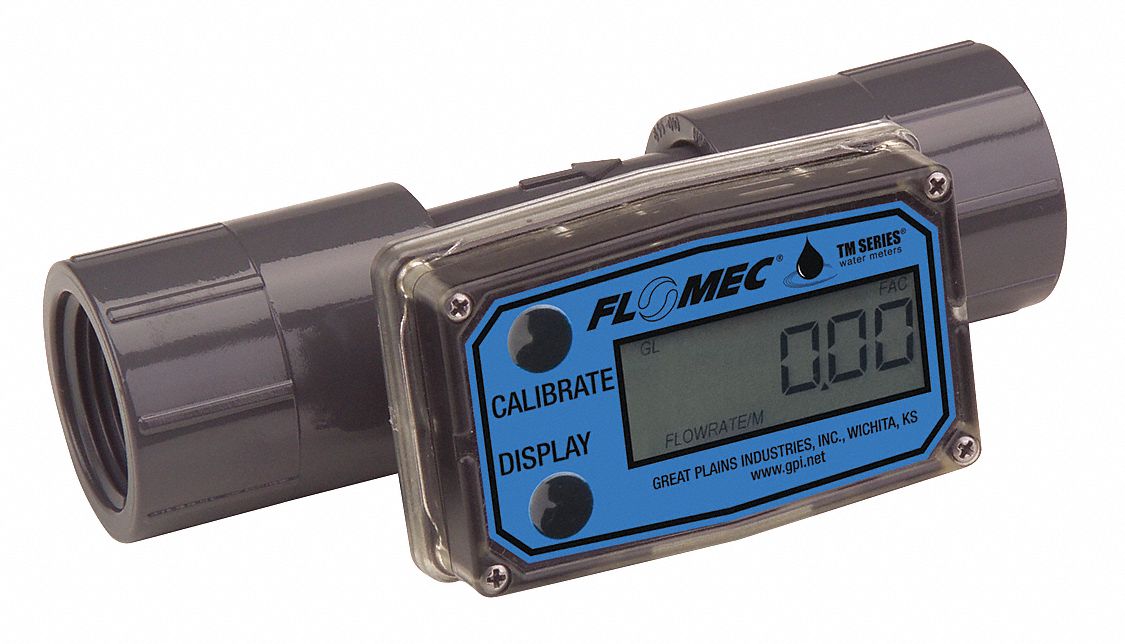 Flowmeter, PVC, 5 to 50 GPM