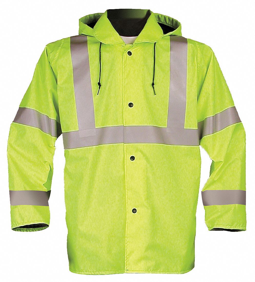 Jacket with Hood, Hi-Vis Ylw/Grn, XL