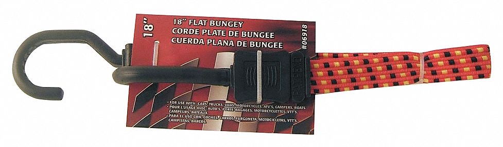 Bungee Cord, Hook, 18 In.L, 3/4 In.D, PK 6