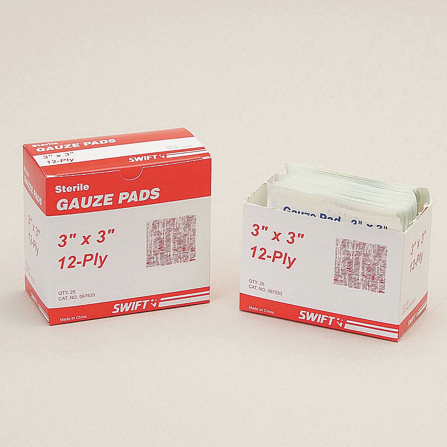 Gauze Pad, 3 x 3 In, Pk 25