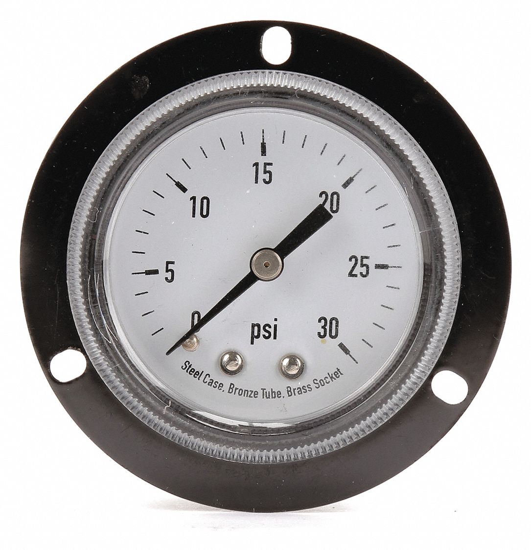 Panel Mount Gauge, Flange, 3 1/2In, 60 Psi