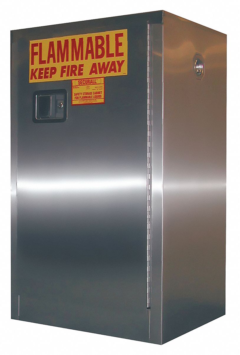 Flammable Safety Cabinet, 12 Gal., Silver