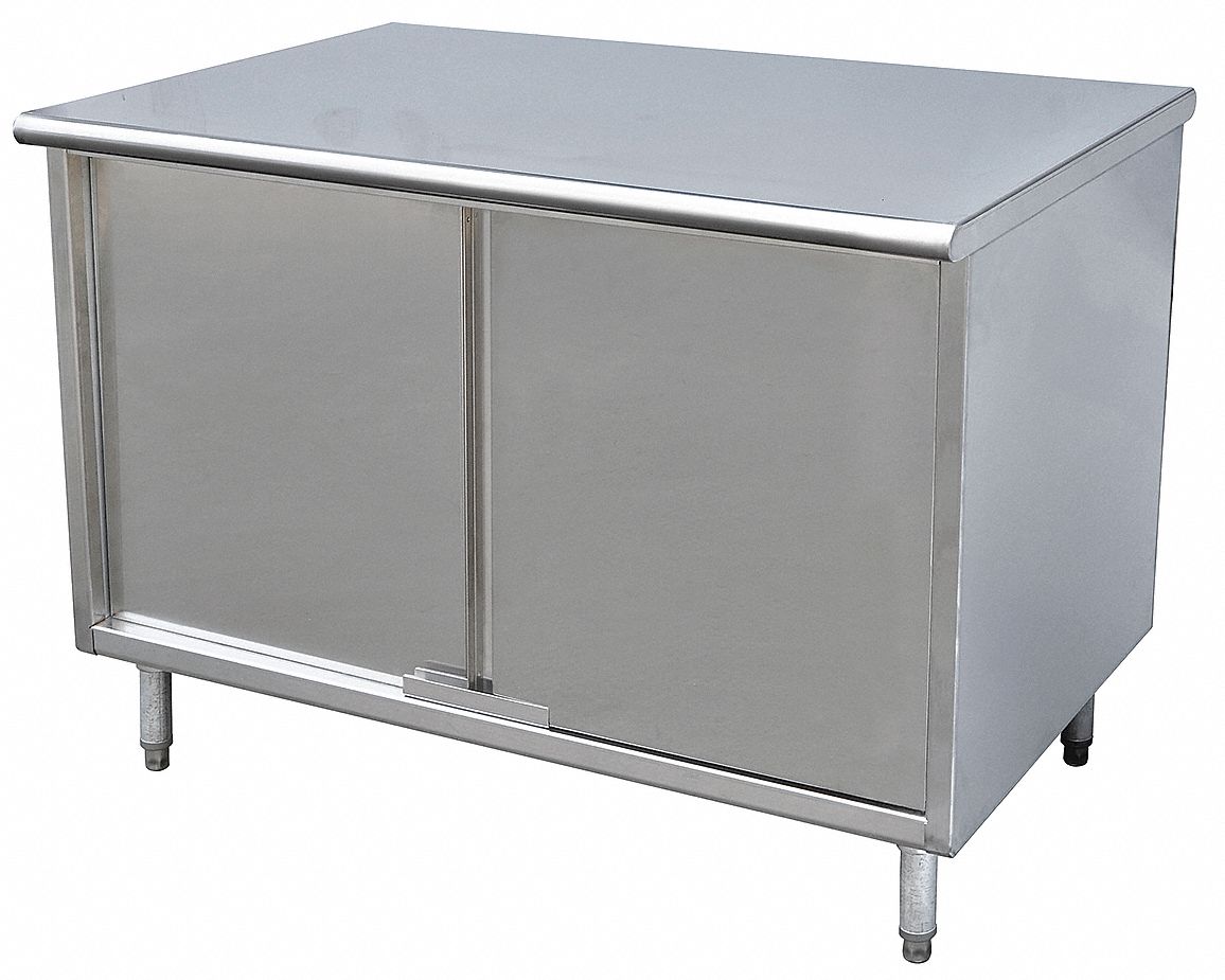 Enclosed Worktable, W 60, D 30, w/SS Doors