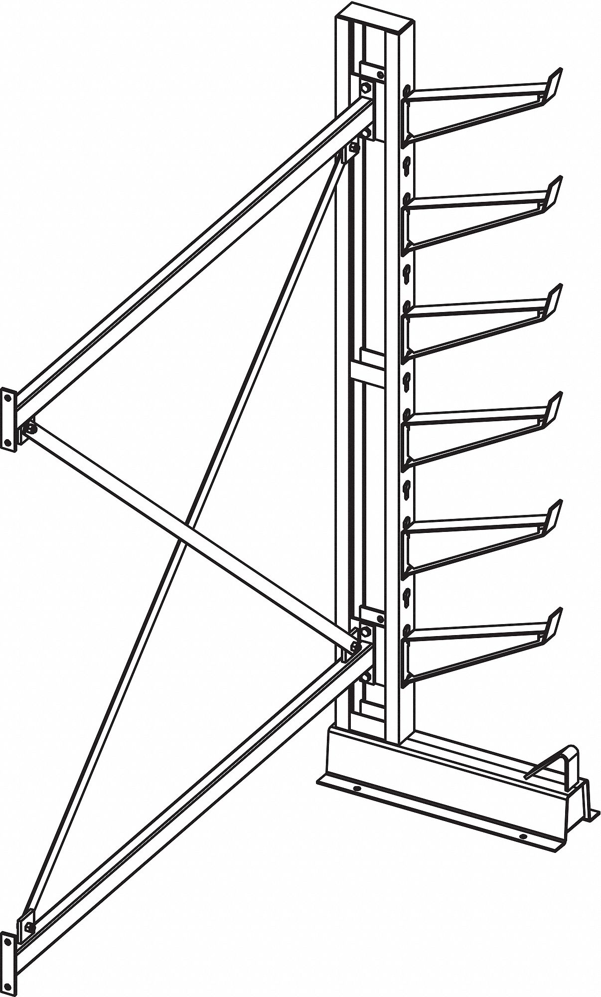 Inclined Add-On Cantilever Rack, 7 ft. H