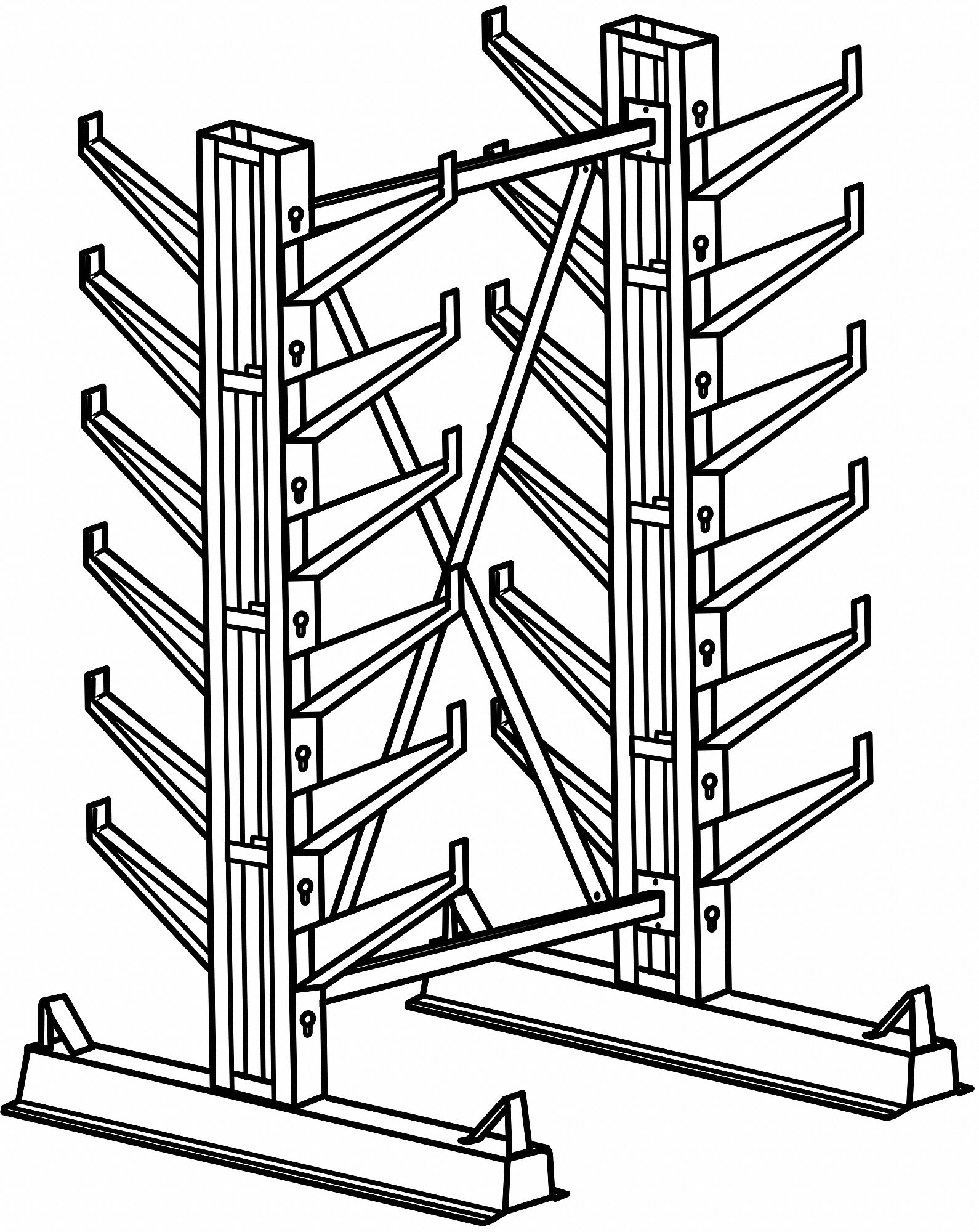 Inclined Starter Cantilever Rack, 7 ft. H