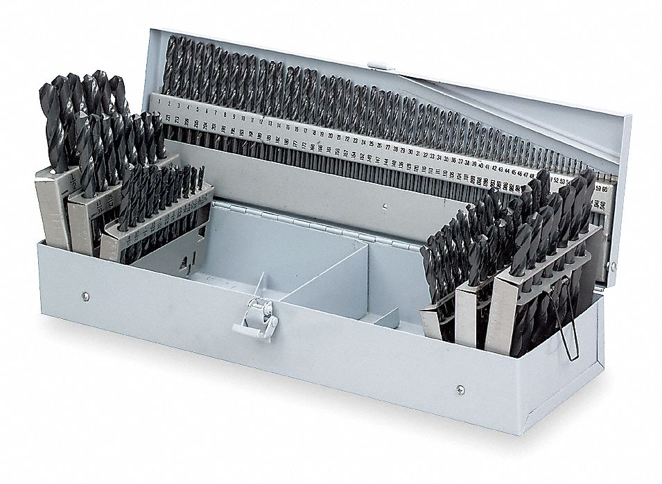 Jobber Drill Set, 115 PC, HSS, Blk Oxide