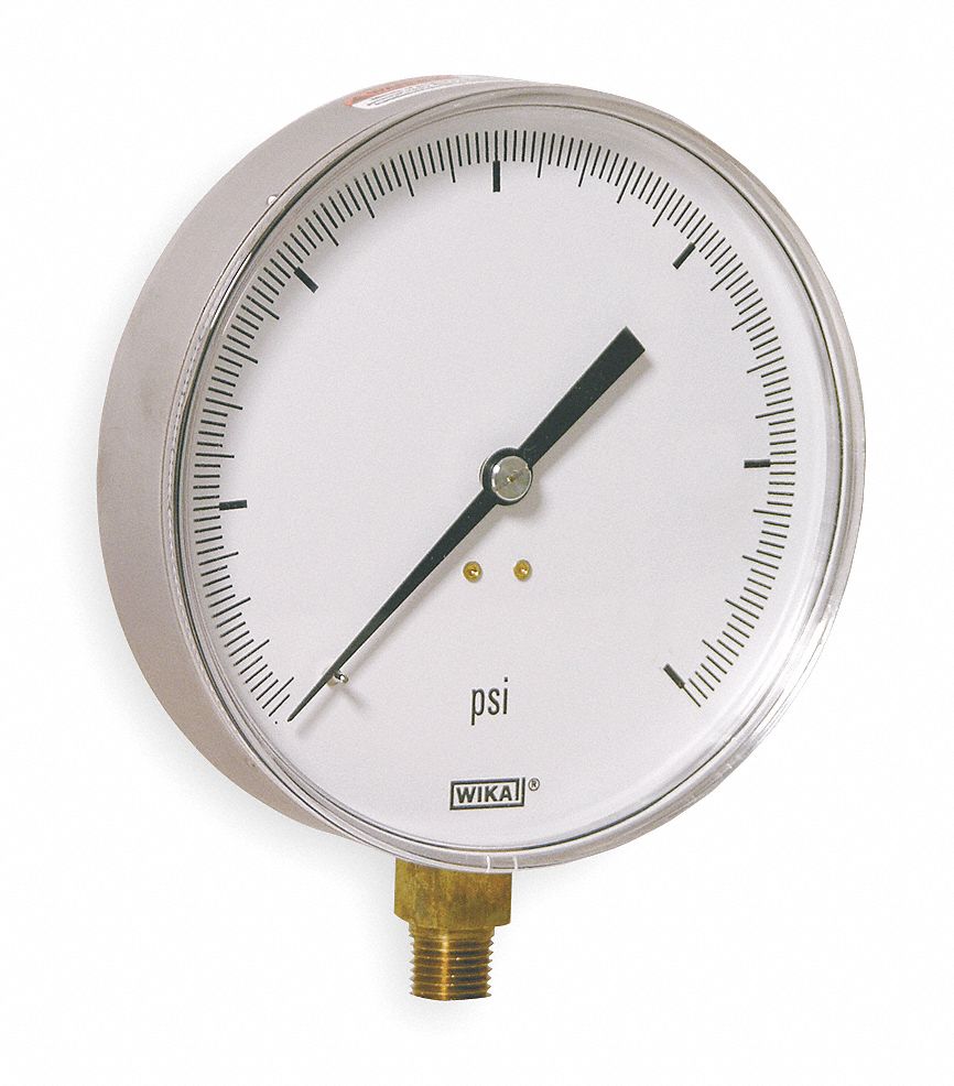 Pressure Gauge, 4 1/2 In, 0 to 60 Psi