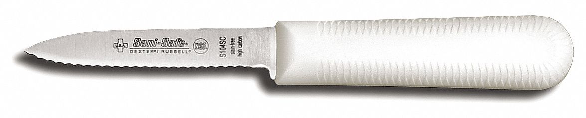 Paring Knife, 3 1/4 In, Scalloped, White