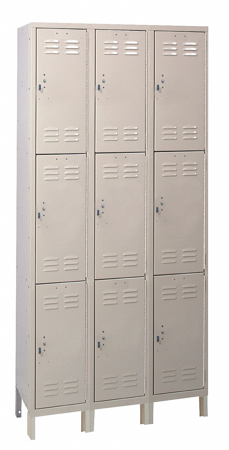 Unassem Locker, 3 Tier, W 36, D18, Parchment