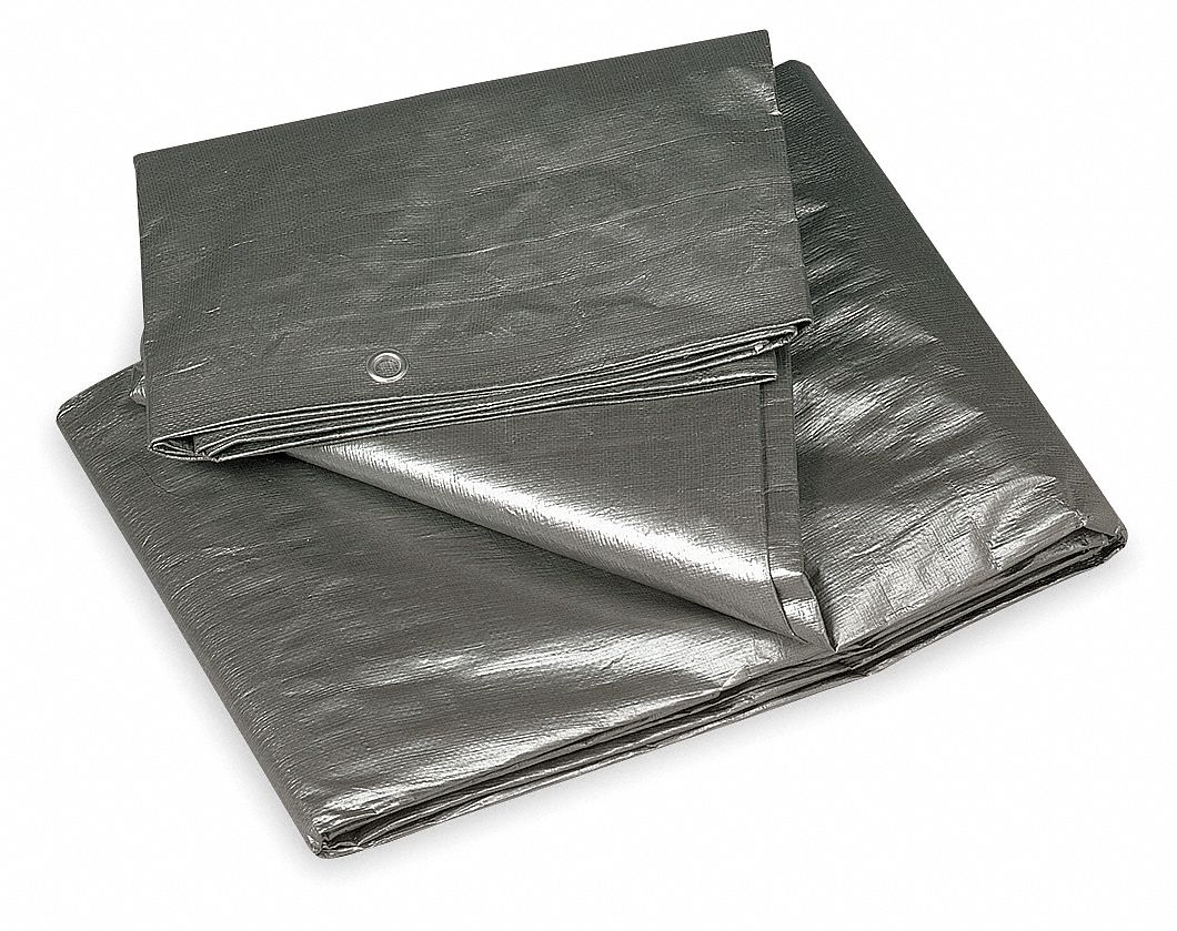 Tarp, Polyethylene, Silver/Black, 12x16Ft