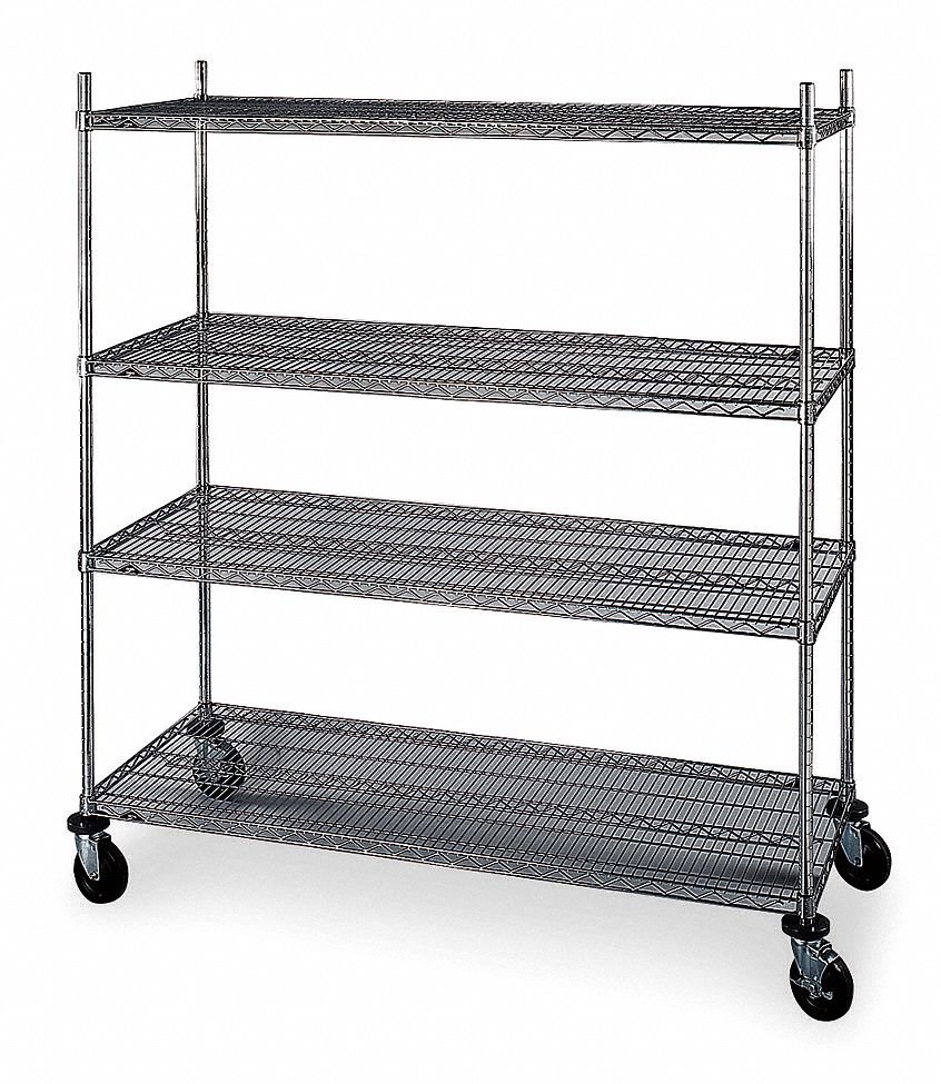 Wire Cart, 24 In. W, 48 In. L, Chrome