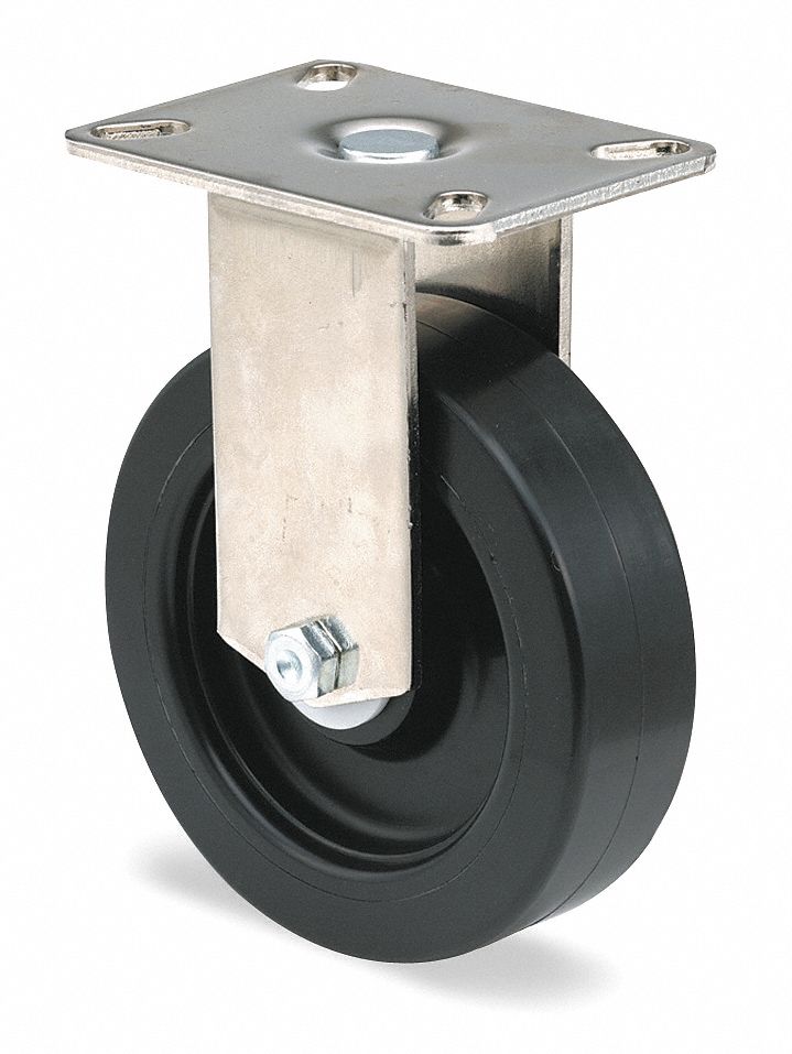 Rigid Plate Caster, 450 lb, 5 In Dia