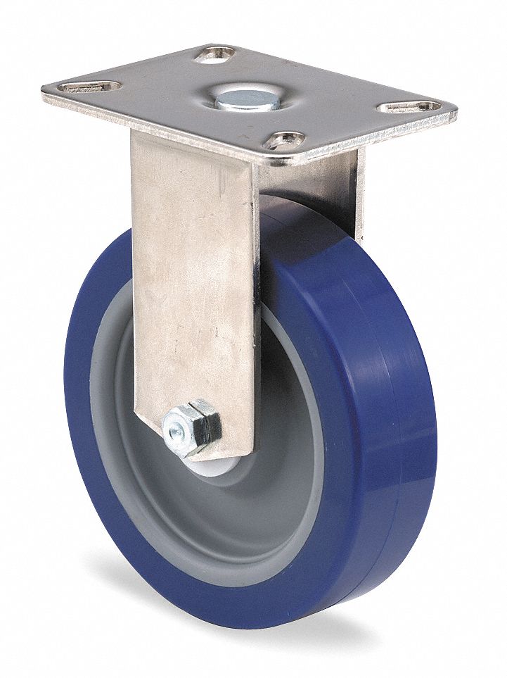 Rigid Plate Caster, 450 lb, 5 In Dia