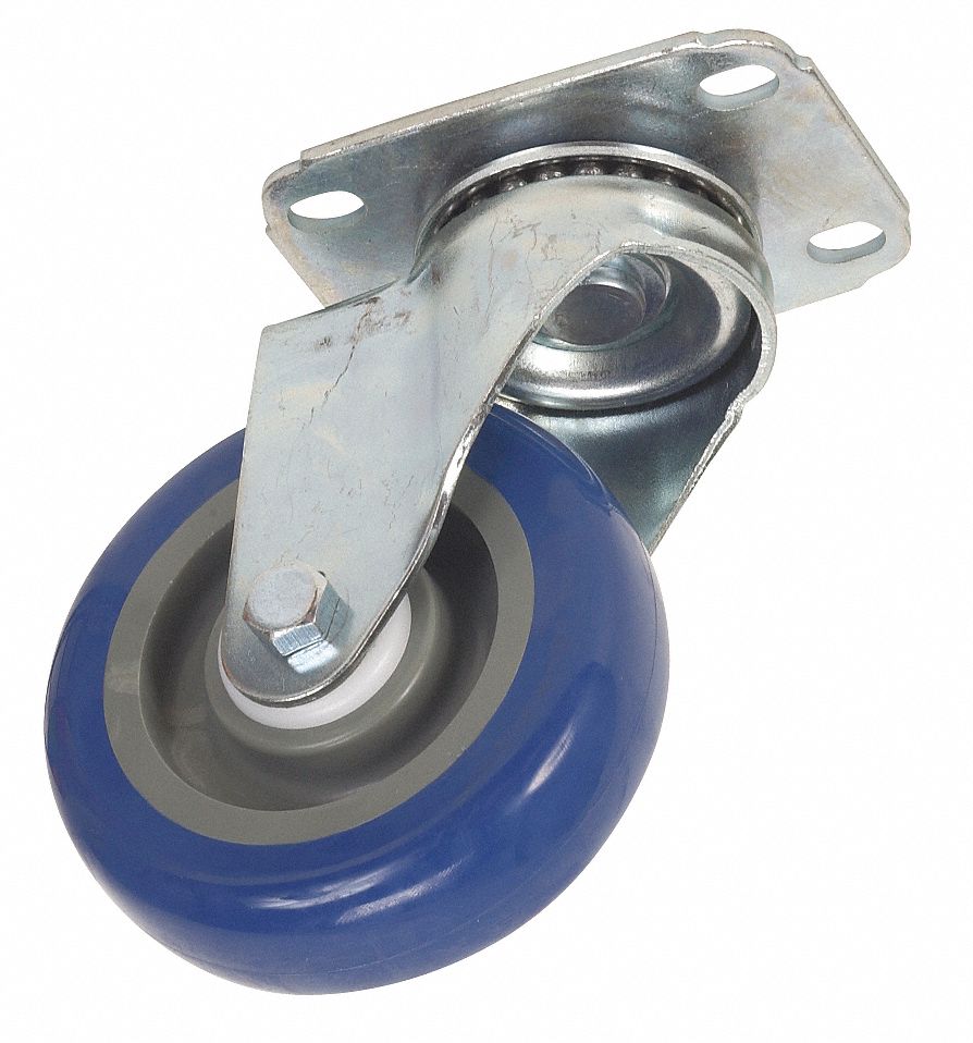 Swivel Plate Caster, 275 lb, 4 In Dia