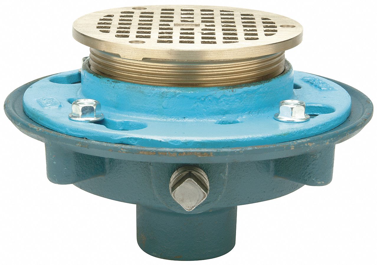 Floor Drain, 6 In Round Strainer, 3 In Dia