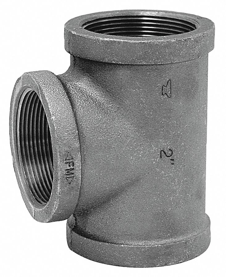 Tee, 1/2 In, NPT, Black Malleable Iron