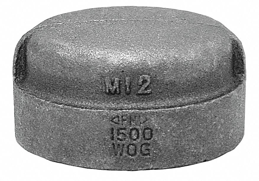 Cap, 1/2 In, NPT, Black Malleable Iron