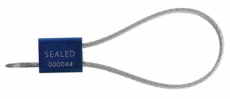 Security Seals, Cbl, 12In, Blue, PK200