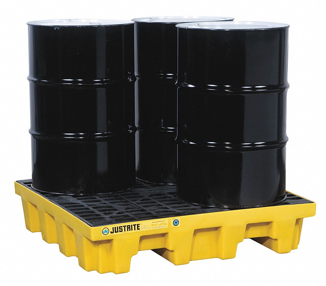 Drum Spill Cntnmnt Pallet, 4 Drum, 5k lb.