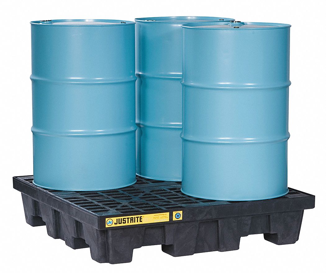 Drum Spill Cntnmnt Pallet, 4 Drum, 5k lb.
