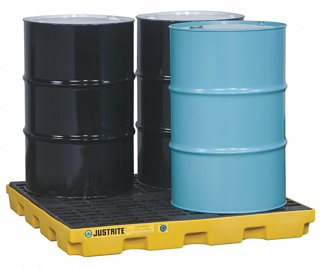 Drum Spill Cntnmnt Pallet, 4 Drum, 5k lb.