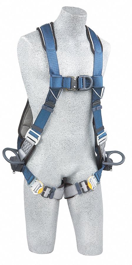 Full Body Harness, L, 420 lb., Blue/Gray