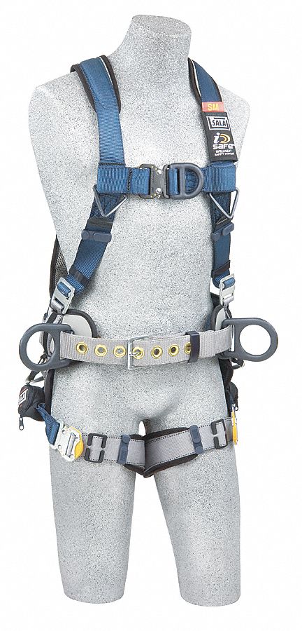 Full Body Harness, M, 420 lb., Blue/Gray