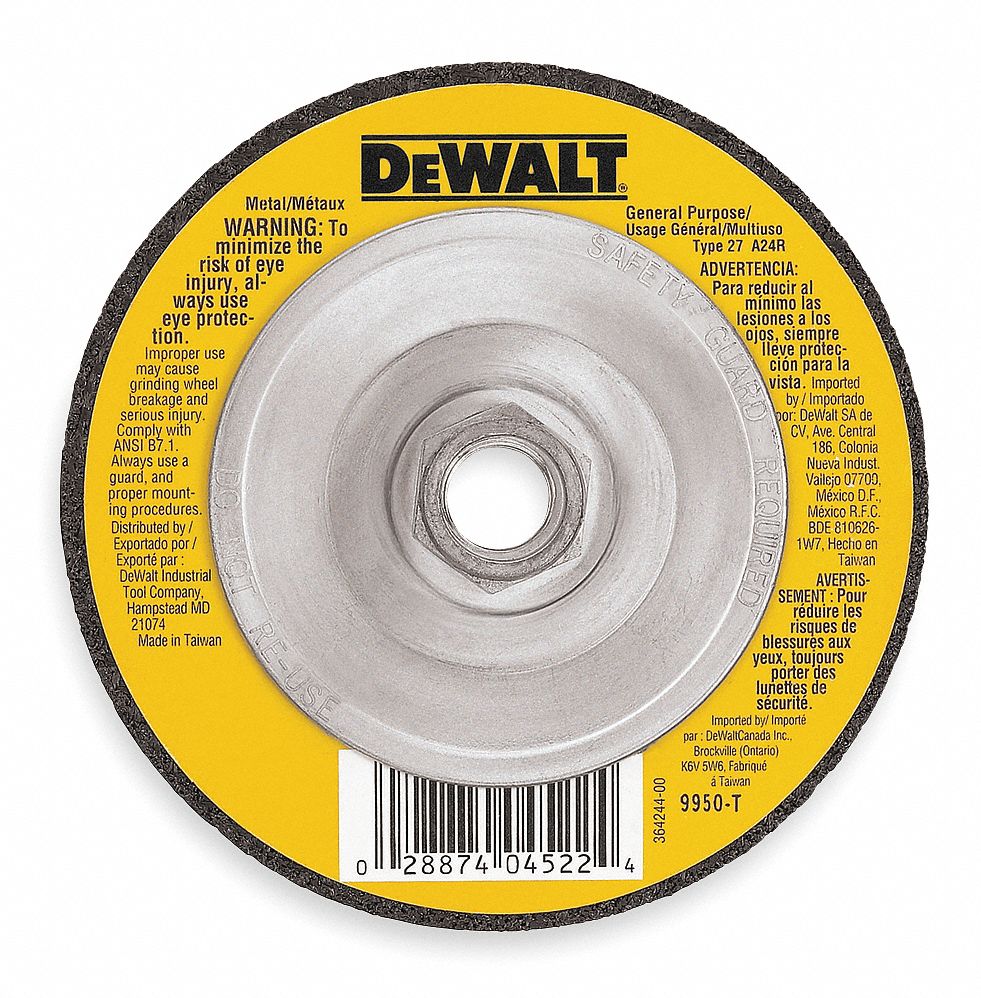 Depressed Ctr Whl, T27, 4.5x1/8x5/8-11, AO