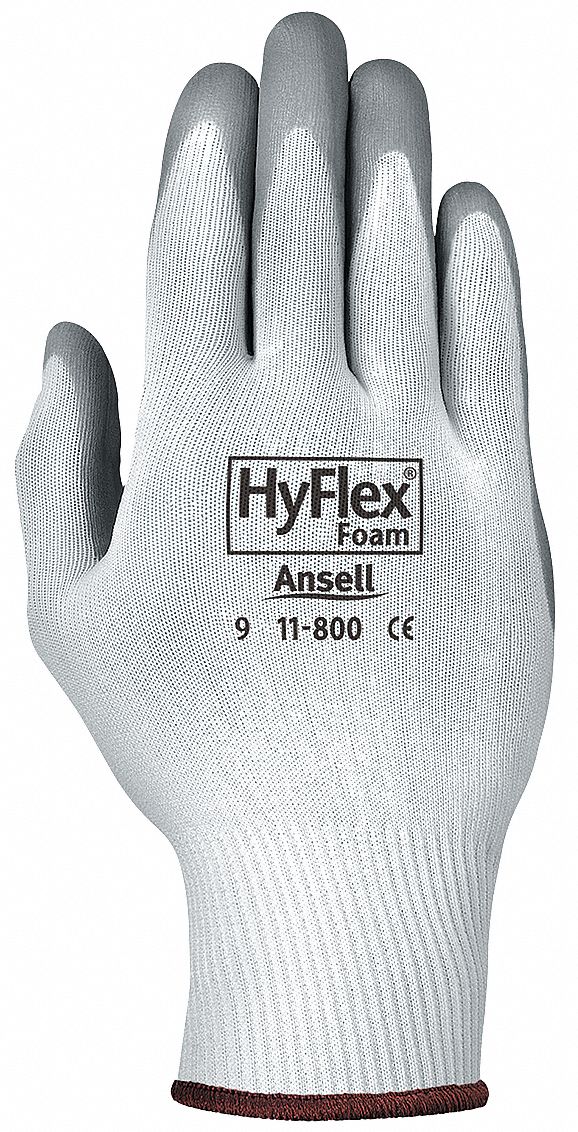 Coated Gloves, Palm, M, Gray/White, PR