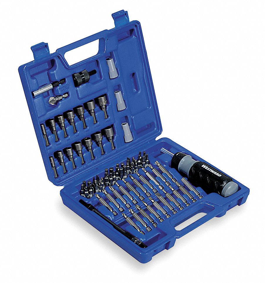 Screwdriver Bit Set, 1/4 Hex Dr, 78 Pc