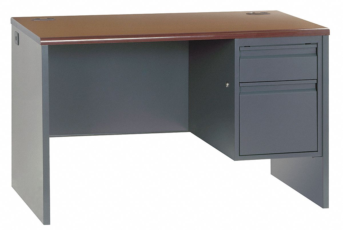 Desk, Single Pedestal, Mahogany, Charcoal