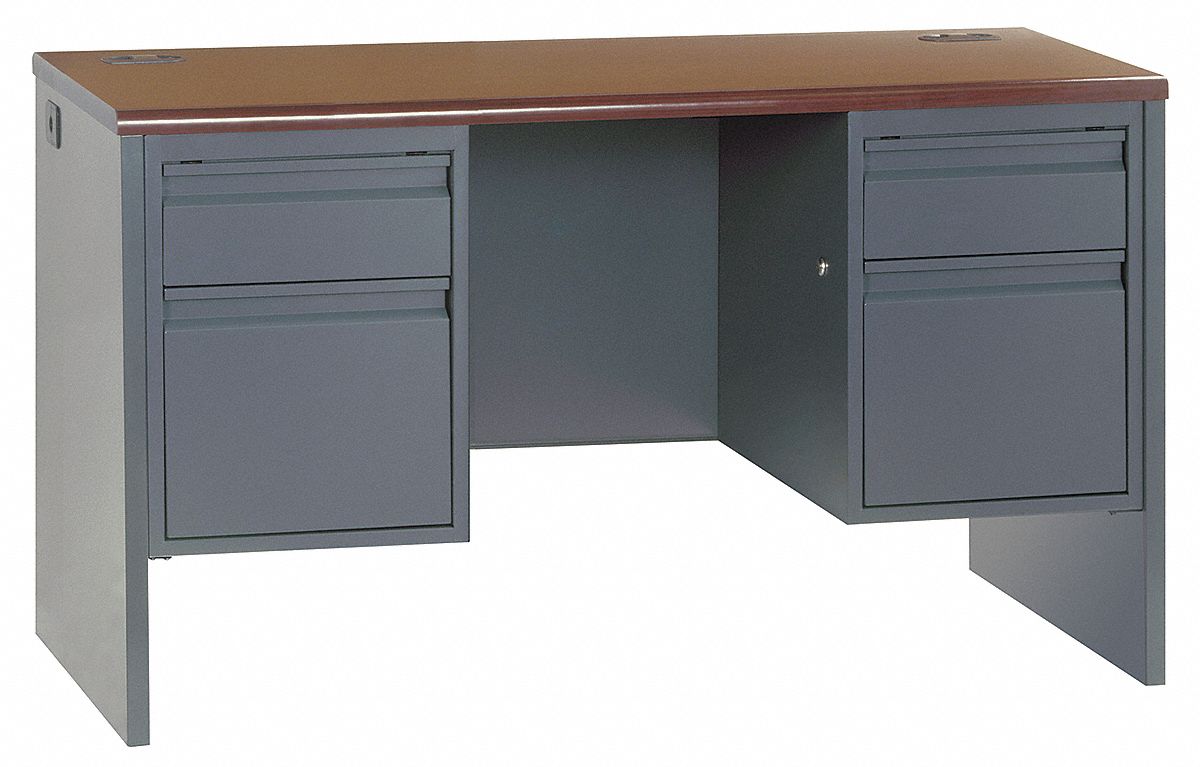 Credenza, Dble Pedestal, Mahogany, Charcoal