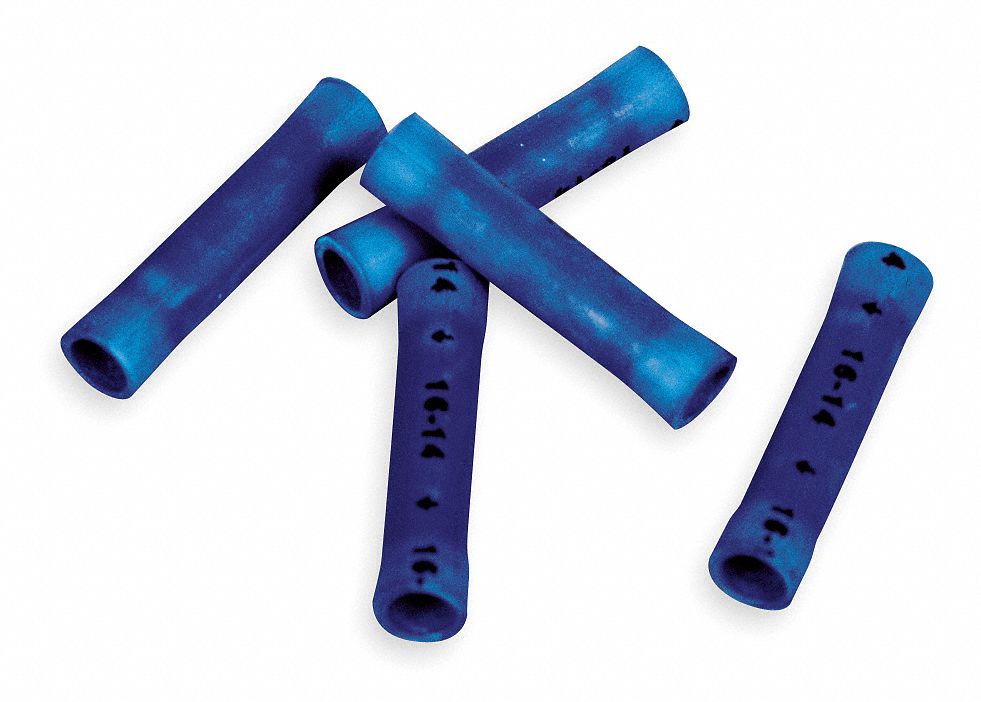 Butt Splice Connector, Blue, 16-14, PK100