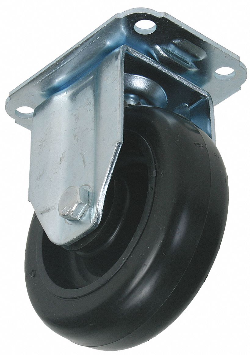 Rigid Plate Caster, 220 lb, 5 In Dia