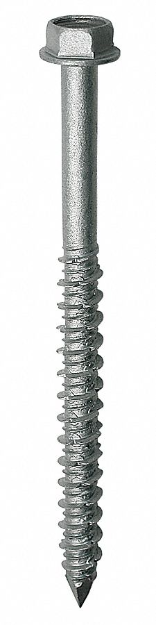 Concrete Screw, Hex, 1/4x4 In, Pk 100