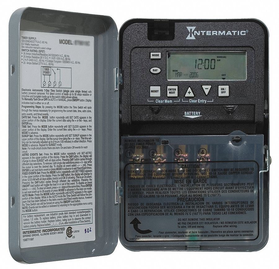 Elect.Timer, 1P, SPDT, 1, 200-8, 300W, 7 Day