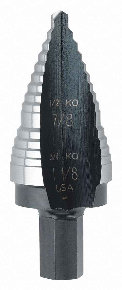 HSS Step Drill Bit, 7/8 to 1-1/8 In