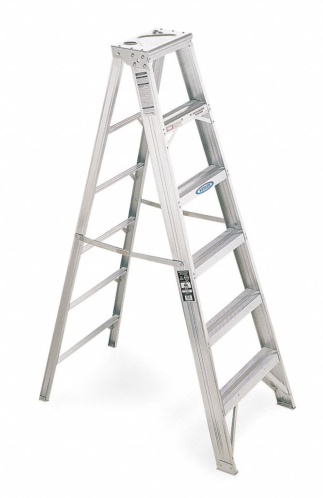 Stepladder, Aluminum, 10 ft. H, 375 lb Cap.