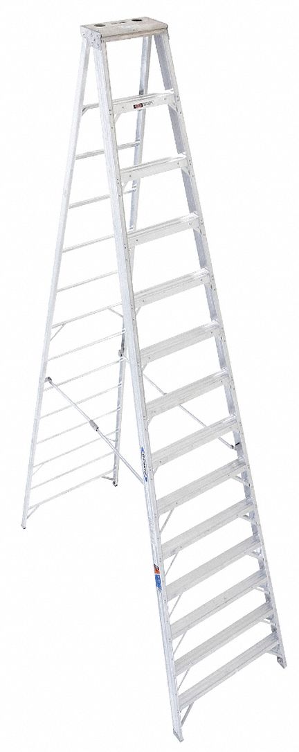 Stepladder, Aluminum, 14 ft. H, 300 lb Cap.