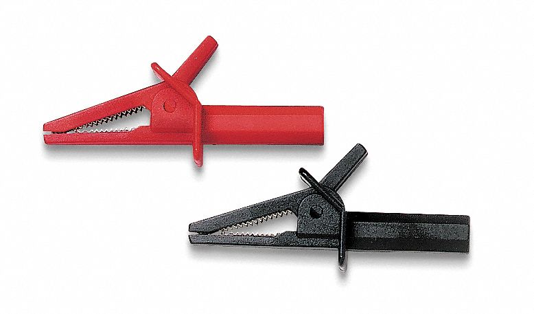 Alligator Clips, 3-1/5 In. L, 10A, PR