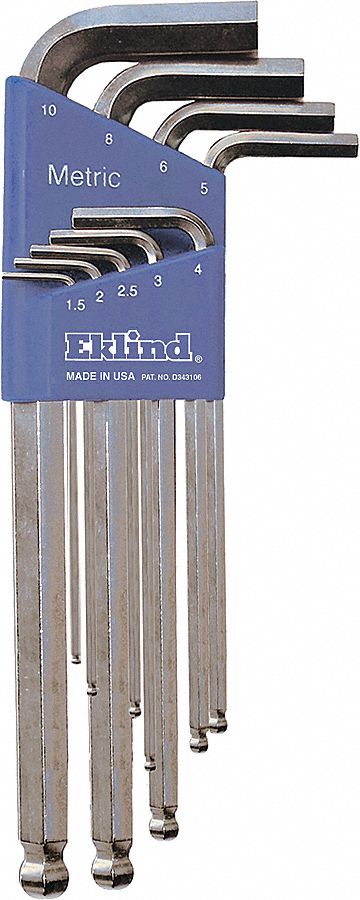 Ball End Hex Key Set, 1.5 - 10mm, L-Shaped
