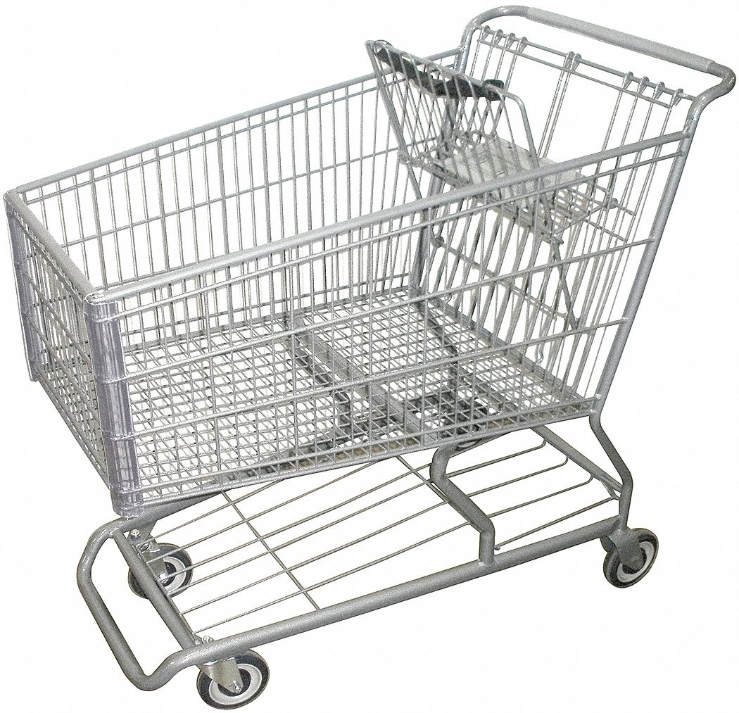 Wire Shopping Cart, 42 In. L, 25 In. W